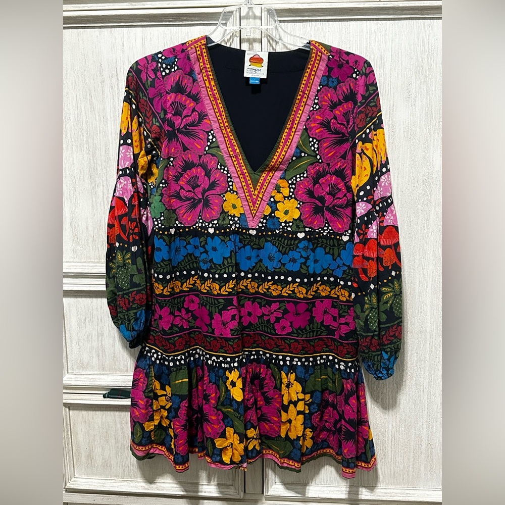 FARM Rio Multicolor Floral V-Neck Tunic Dress